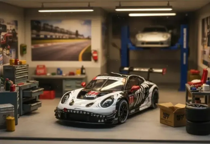 Mini GT Porsche 911 GT3 R Imsa Petit Rexy Skeleton Preto