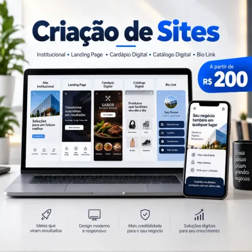 Criação de Sites, Landing Pages, Cardápios e Catálogos Digitais