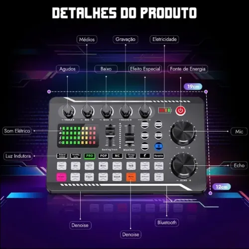 Placa de Som Ao, Mixer de Profissional, Porta USB