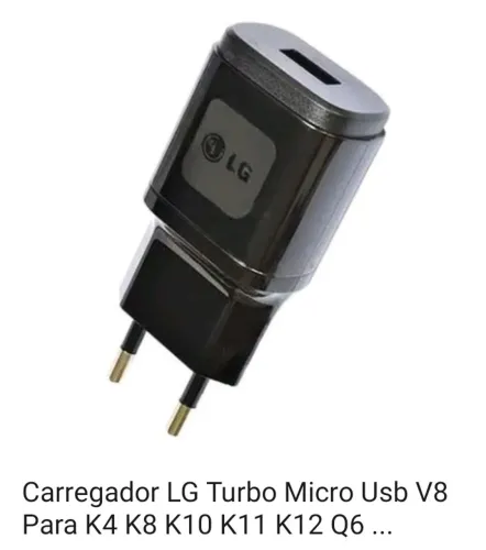 Carregador Lg e cabo usb micro