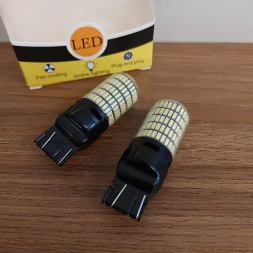 Par Lâmpada LED T20 Pingão 144 LEDs 2 Pólos Ré Seta Lanterna Traseira