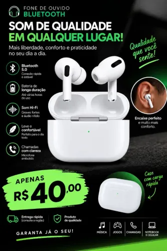 Fone de ouvido bluetooth i13