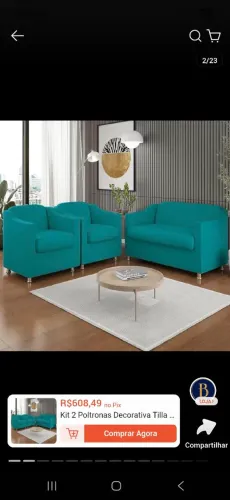 Kit 2 Poltronas Decorativa Tilla + Namoradeira Sala De Estar