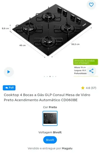 COOKTOP CÔNSUL 4 BOCAS