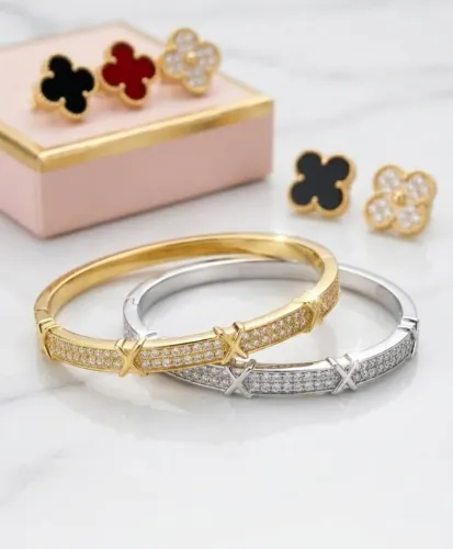 Bracelete Cravejado Prata ou Dourado