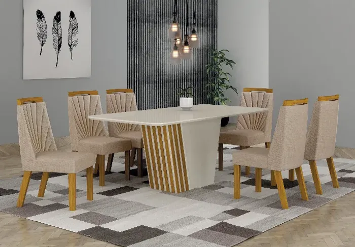 SALA DE JANTAR COM 6 CADEIRAS 100%MDF