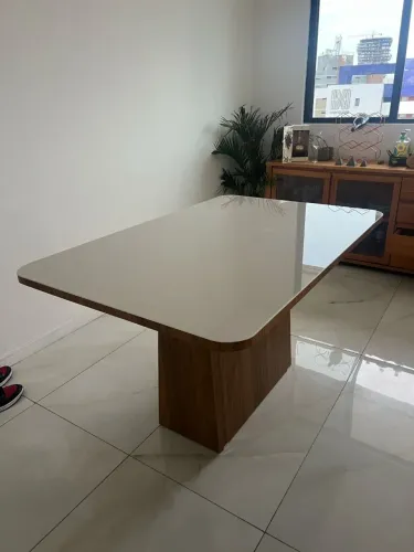 Mesa de Jantar Retangular Luxo Mesa Com vidro Laqueado Promoção
