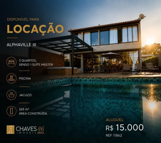 Sobrado mobiliado de 3 quartos para alugar no Condomínio Alphaville III, 265 m², Bonfim Pa