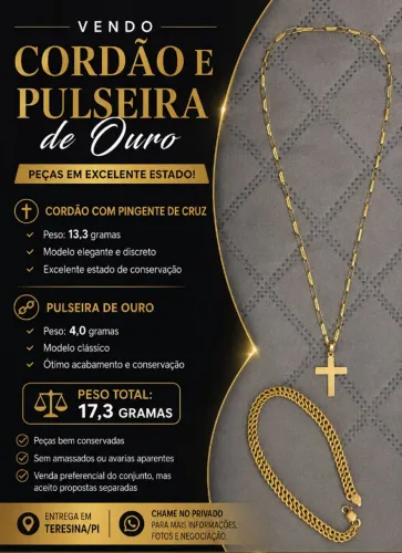 Cordão com pingente e pulseira de ouro