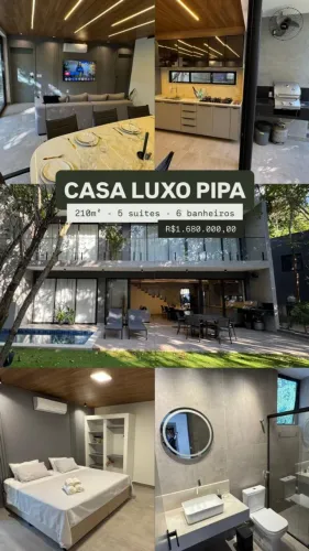 Luxo de Verdade - Casa Nova 5 Suites e Piscina Pipa