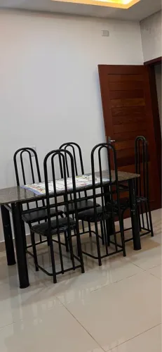 Mesa 6 cadeiras mármore