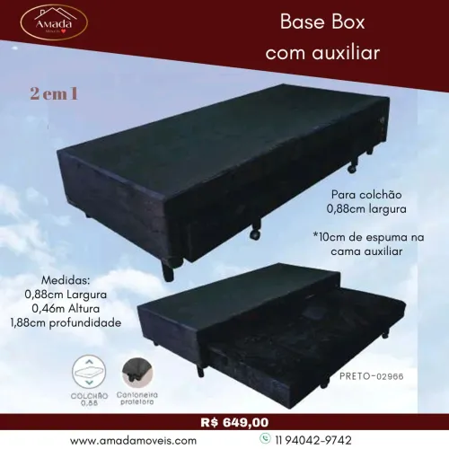 Base box solteiro com cama auxiliar , à pronta entrega 