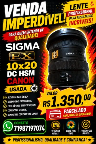 Vendo Lente Ex Sigma 10x20 usada em perfeito estado de conservação.