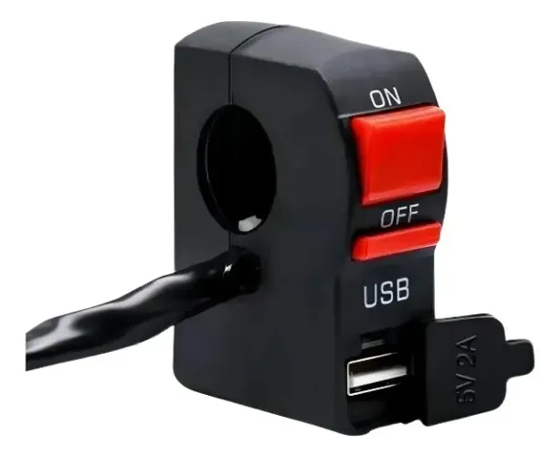 Botão Liga /desliga Farol De Milha Moto Universal Com Usb - Novo