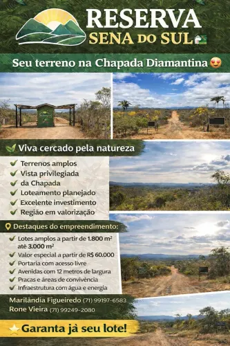 VENDA LOTES CHAPADA DIAMANTINA R$ 60.000 (CENTRO DE IRAQUARA)