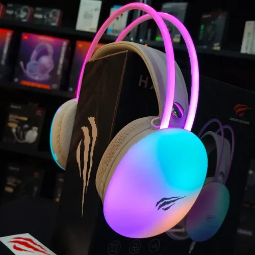 Headset Gamer RGB com microfone Havit H2037d conexão P2 leve e confortável