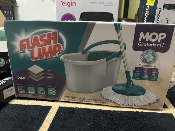 Mop Giratório Fit Flash Limp com Balde e Microfibra - Novo