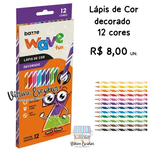 Lápis de Cor 12 cores (Lápis decorado)