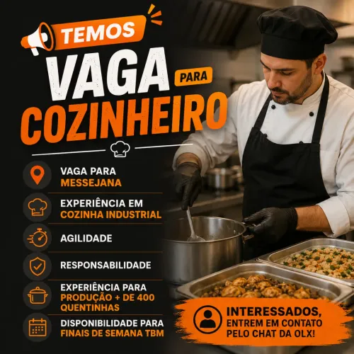 Vaga para cozinheiro industrial