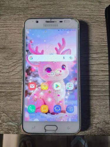 Celular J7 prime usado com trincado