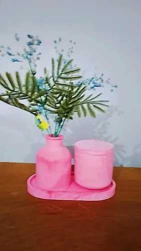 Kit de vasos com bandeja feito de gesso
