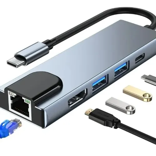  Adaptador Hub Usb Tipo C 5 Em 1 Macbook Pro Hdmi+red