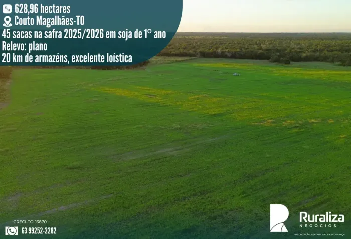 45 SACAS/HA NA SOJA | 300 HA DE POTENCIAL | COUTO MAGALHÃES