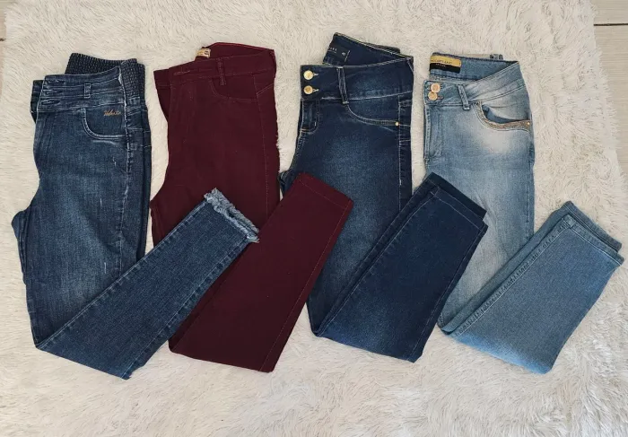 Kit 4 Calças Jeans/Vinho Tam 42 cintura alta 