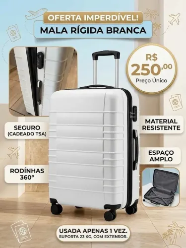 Mala Rígida Branca - Até 23kg