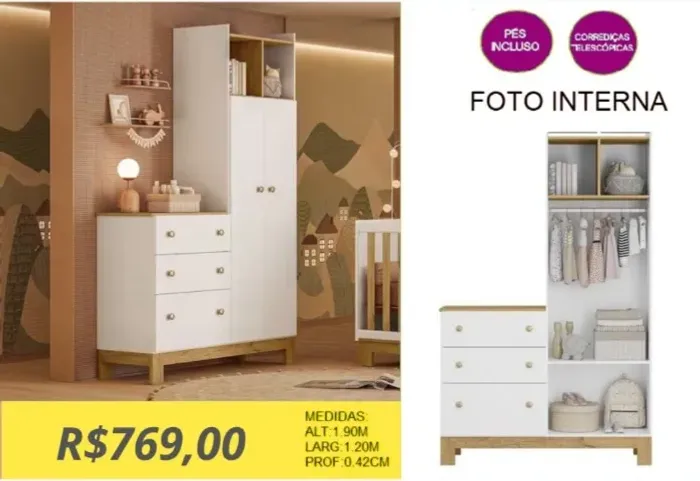 ROUPEIRO COM COMODA A PRONTA-ENTREGA 