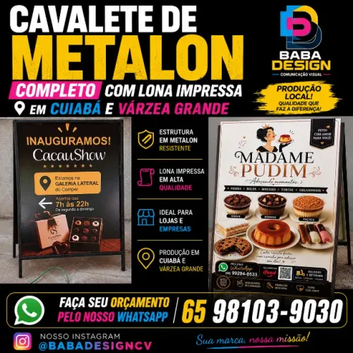 Cavalete de Metalon Completo com Lona Impressa