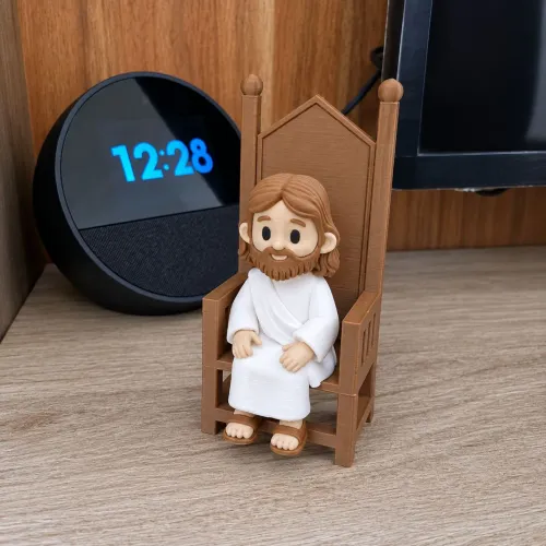 Decoração Mini Jesus Sentado no Trono 11cm