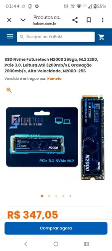 SSD M2 - 256gb (usado por menos de 2 meses)