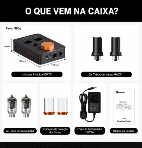 Amplificador de Fones 100% Valvulado Fosi GR70