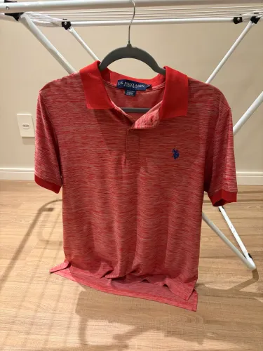 Camisa polo masculina de golfe EUA Assn XL vermelha manga curta