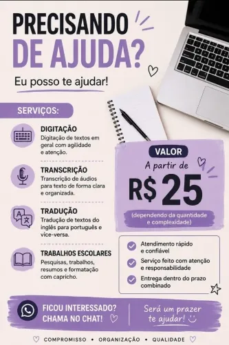 Digitação, Transcrição e Tradução - A partir de R$ 25