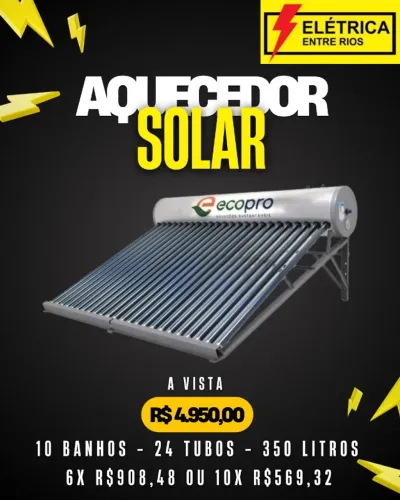 AQUECEDOR SOLAR 24 TUBOS (10 BANHOS) 350 LITROS