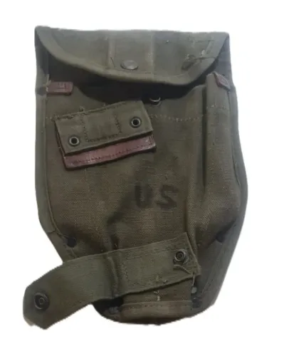 Antiga Capa de Lona M1956 Porta-Pá Exército Americano - Guerra do Vietnã - Frente e VersoD