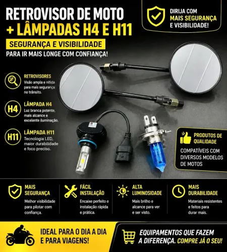Retrovisores e lâmpadas de led