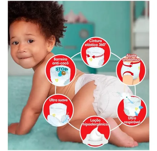 Fralda Pampers Premium Care Pants Tamanho XXG, Fácil de Vestir, 60 Unidades