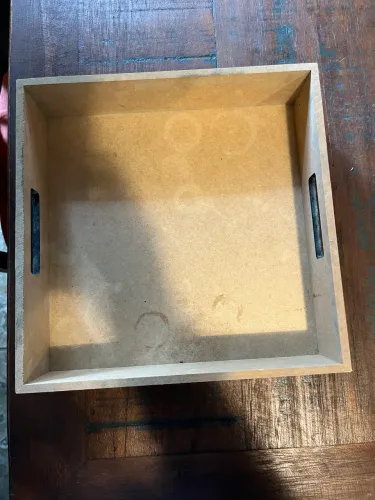 Bandeja Caixa Organizadora Quadrada MDF Cru 26x26 Com Alça