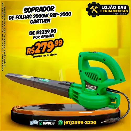 Soprador de Folhas 2000w Gsf-2000 Garthen