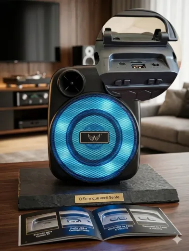 Caixa de Som Portátil Grasep Hi-Fi Potente USB/SD/FM Modelo D-3139<br>
