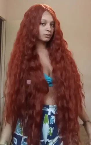 Lace ruivo escuro cabelo sintético realista peruca