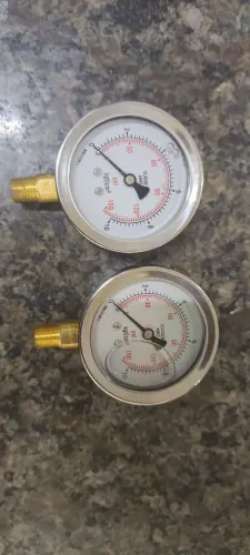 Manômetro Vertical Inox Glicerina 63mm 1/4'' de 0 a 10 bar.