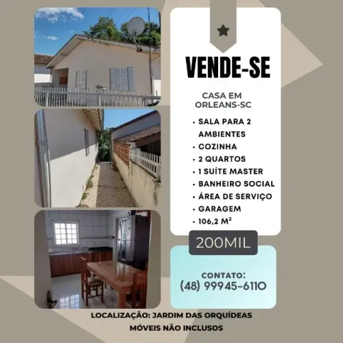 Vendo casa em Orleans. 200mil
