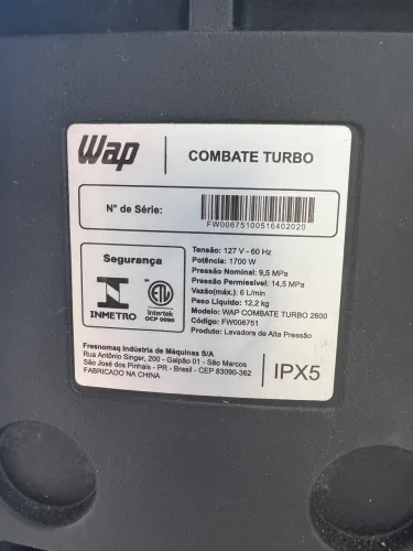 ? Lavadora de Alta Pressão WAP Combate Turbo 2600 - 127V - Para Reparo ou Peças! ?