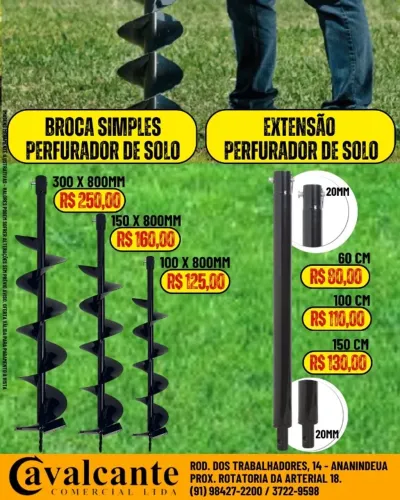 Broca e Extensão para Perfurador de Solo a partir de R$ 80,00