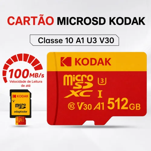 Cartão MicroSD Kodak 512GB - Class 10 U3 V30 A1