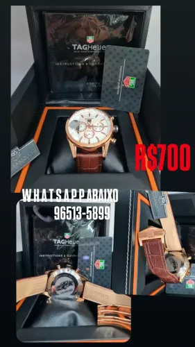 Relógio TAG HEUER CARRERA MOSTRADOR BRANCO PULSEIRA DE COURO MARROM